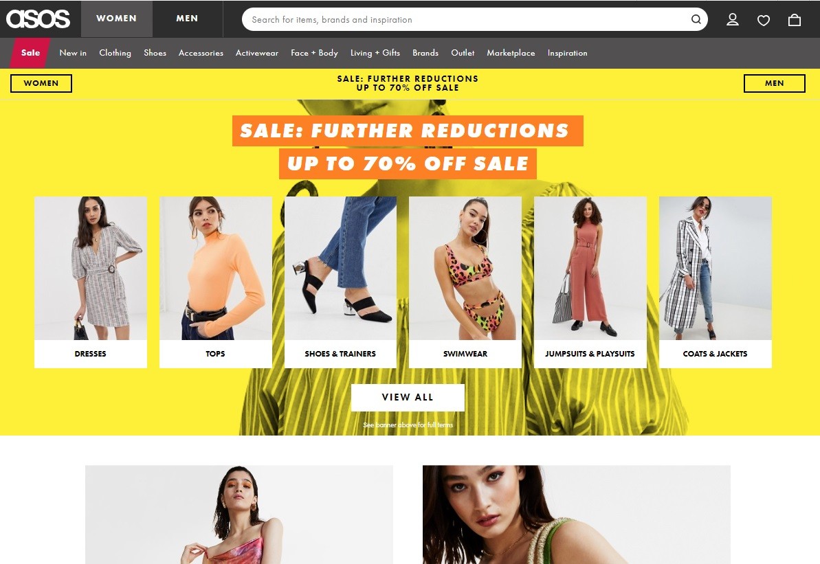 best ecommerce platform The home page has clear product categories to engage customers to start their journey and find a product which they are looking for.
